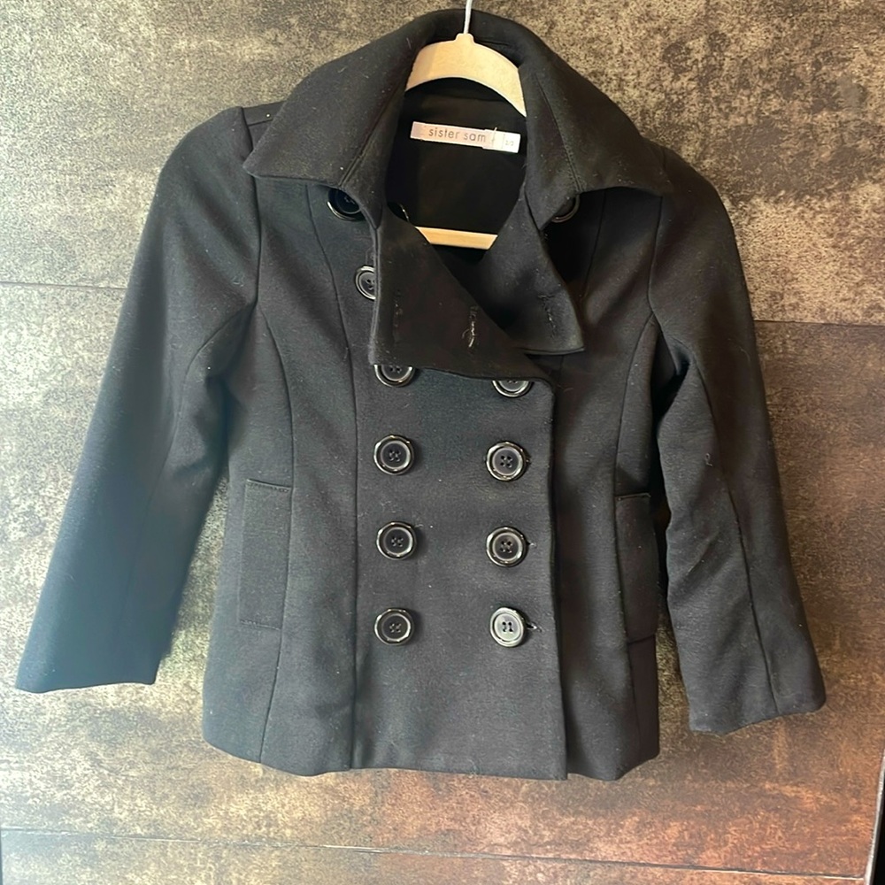 Sister Sam Toddler Girl Pea Coat size 2T/3T Black